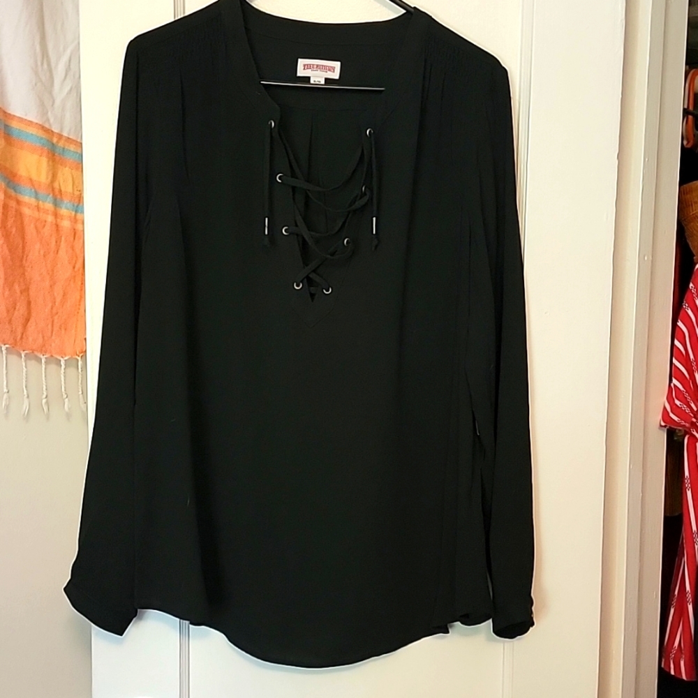 Beautiful black lace up blouse